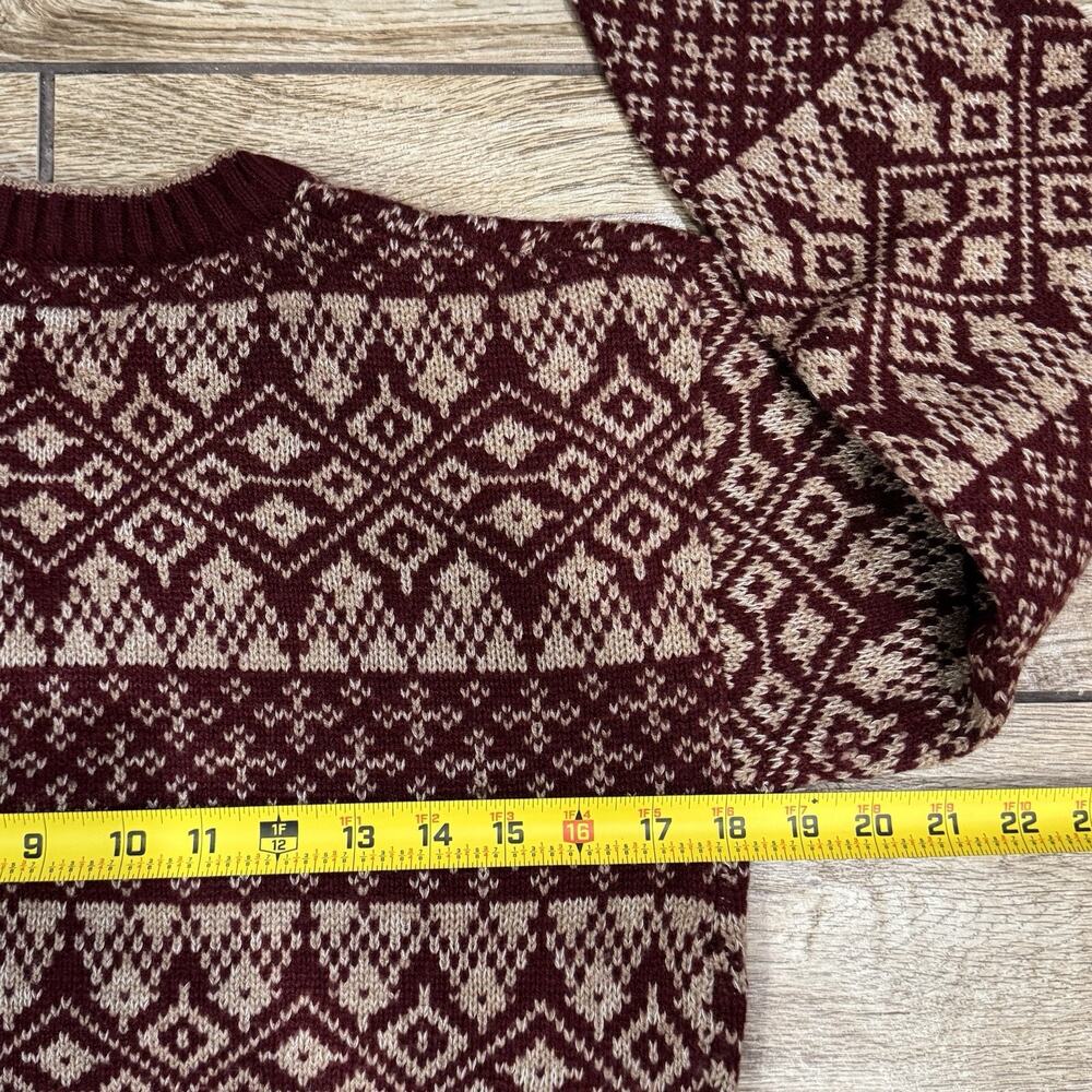 Vtg 1970's Knit V-neck Sweater Men's Grandpa Ski Preppy M - Picture 7 of 9